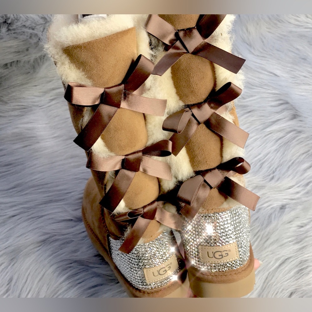 Womens size 9 custom bling crystal Bailey bow tall Ugg boots Swarovski ready